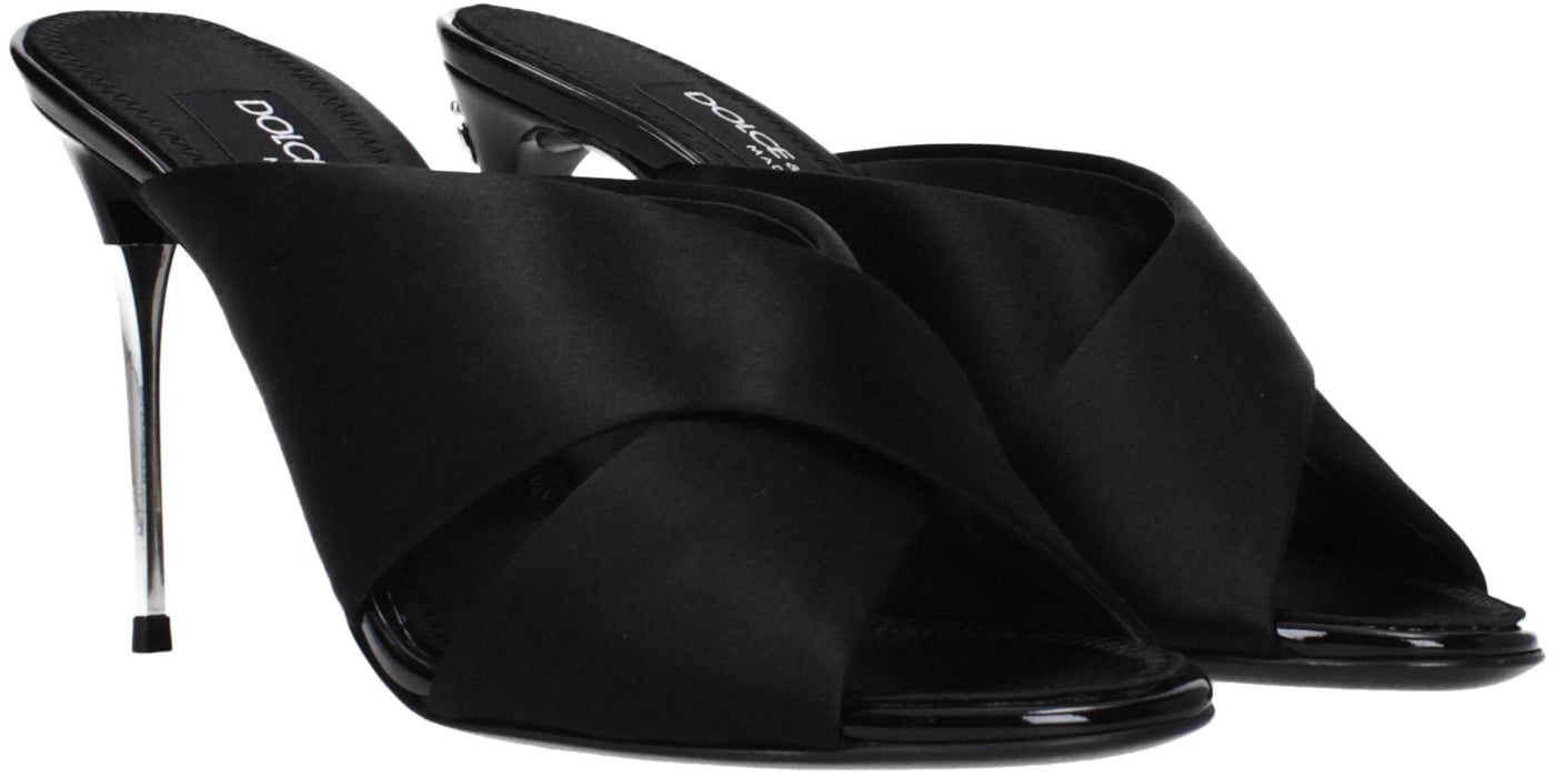 Dolce & Gabbana Black Satin Stiletto Heel Sandals