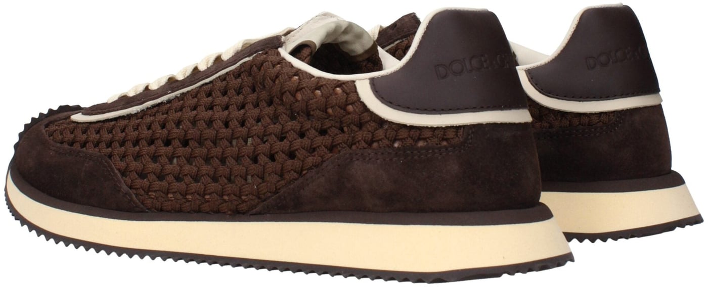 Dolce & Gabbana Brown Fabric Low Top Sneakers