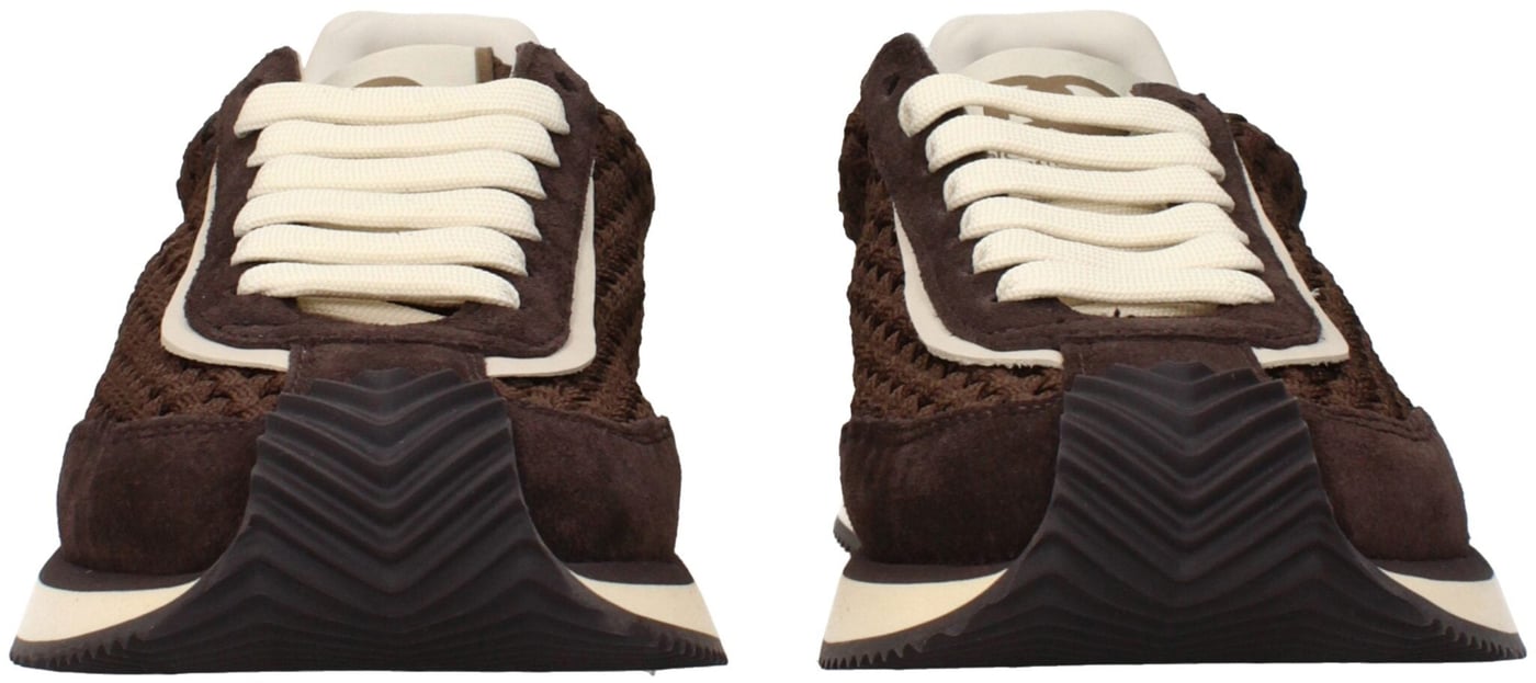 Dolce & Gabbana Brown Fabric Low Top Sneakers