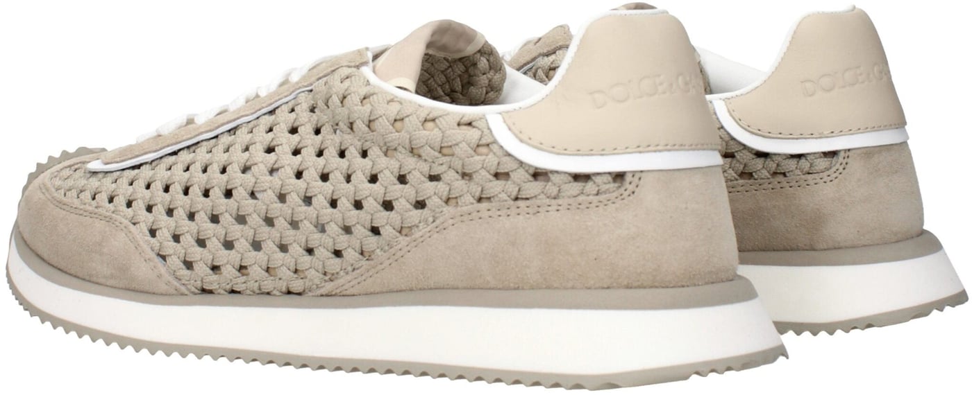 Dolce & Gabbana Beige Fabric Low Top Sneakers