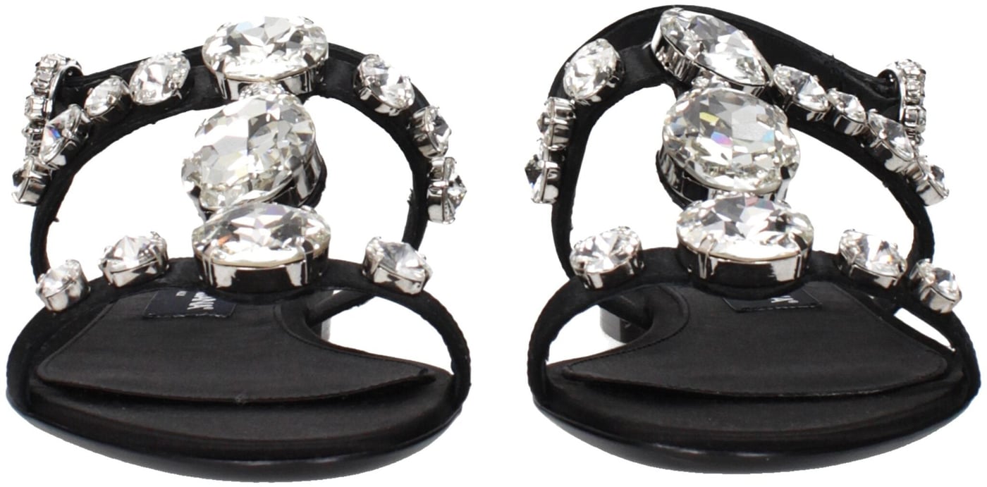 Dolce & Gabbana Black Satin Flat Sandals