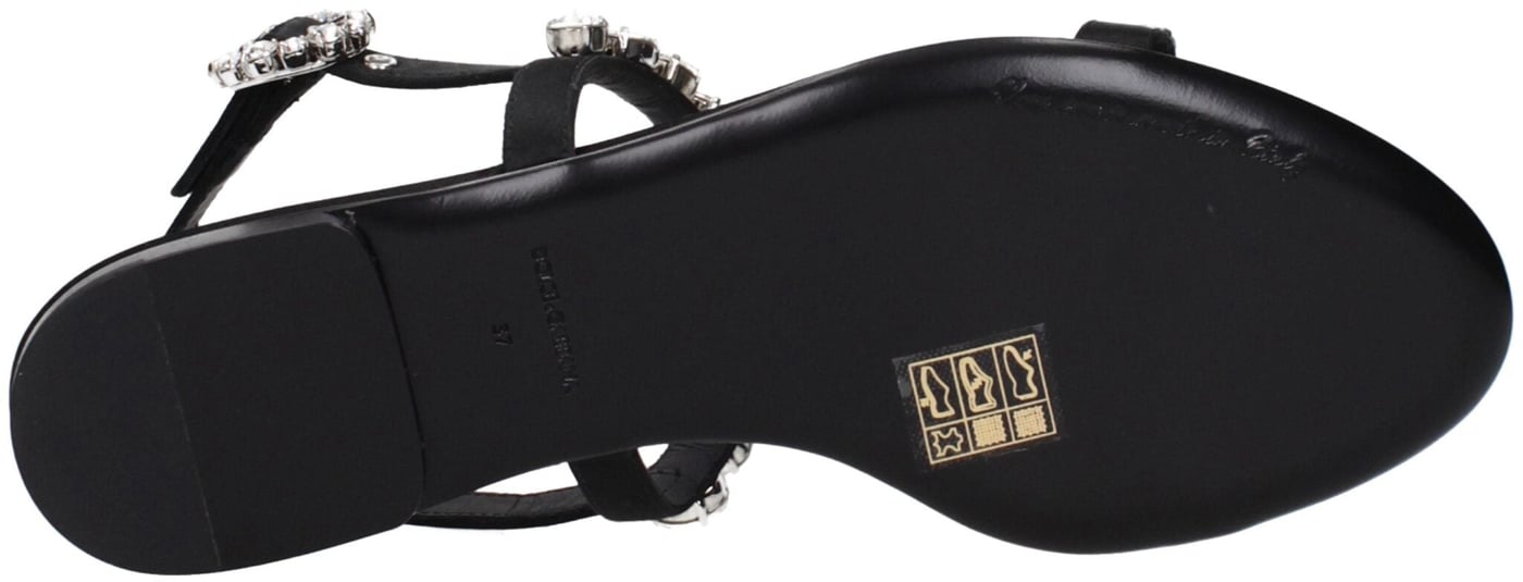 Dolce & Gabbana Black Satin Flat Sandals