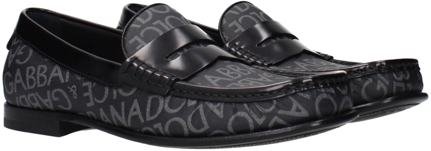 Dolce & Gabbana Black Fabric Slip-On Loafers