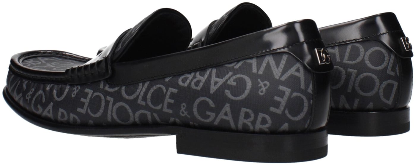 Dolce & Gabbana Black Fabric Slip-On Loafers