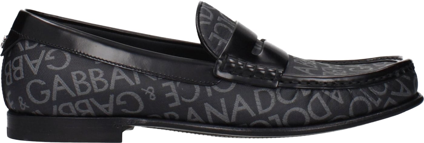 Dolce & Gabbana Black Fabric Slip-On Loafers