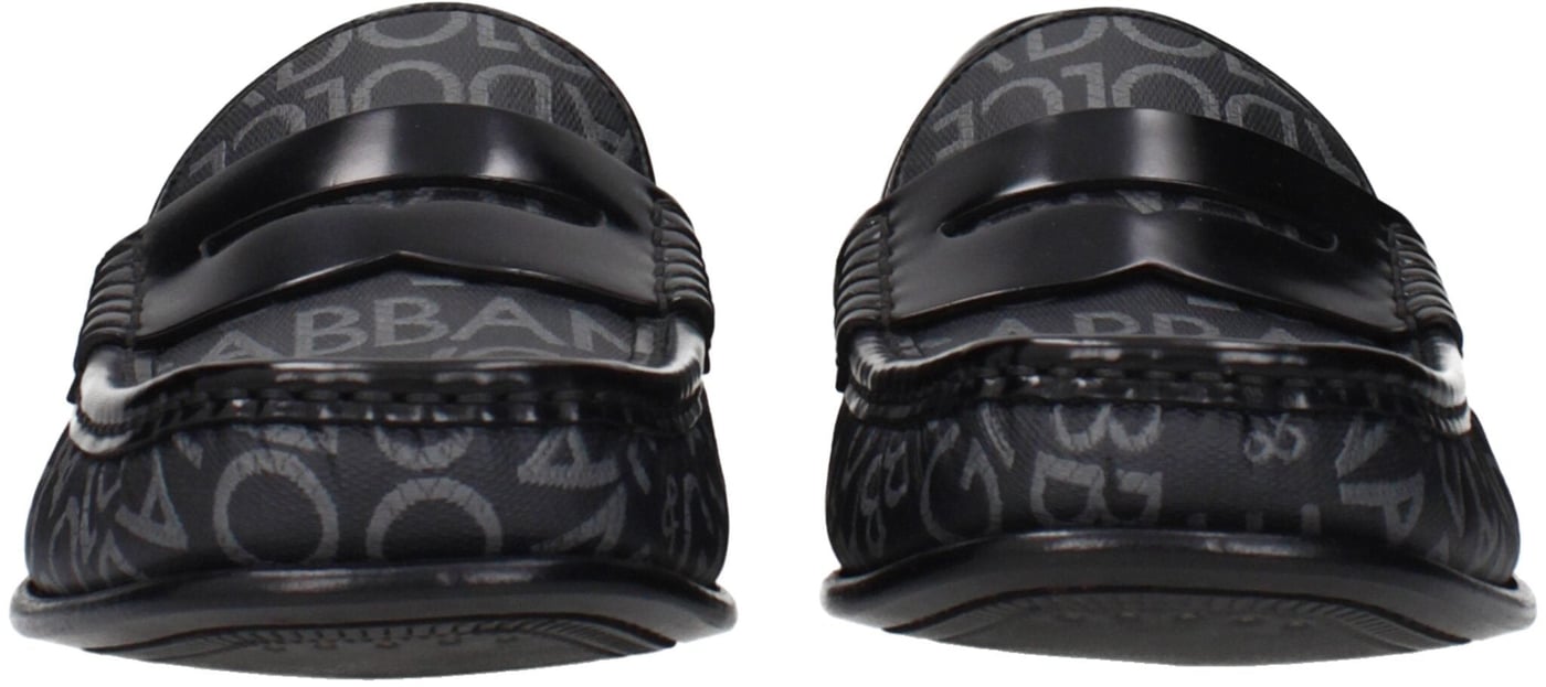 Dolce & Gabbana Black Fabric Slip-On Loafers