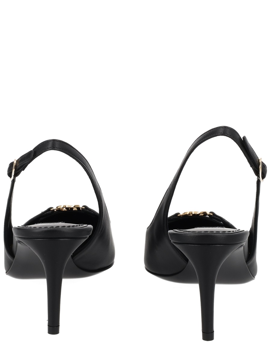 Lollo Pointed Toe Buckle Slingback Pumps
