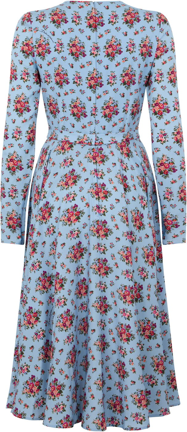 Midi floral dress in silk