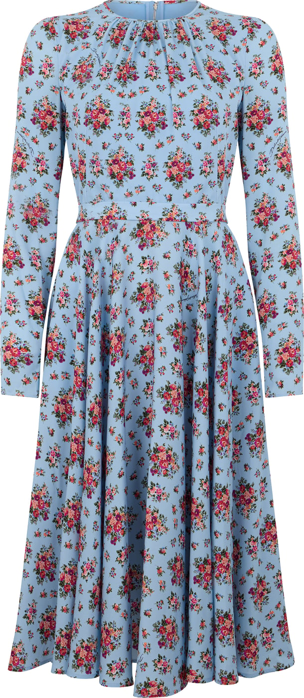 Midi floral dress in silk