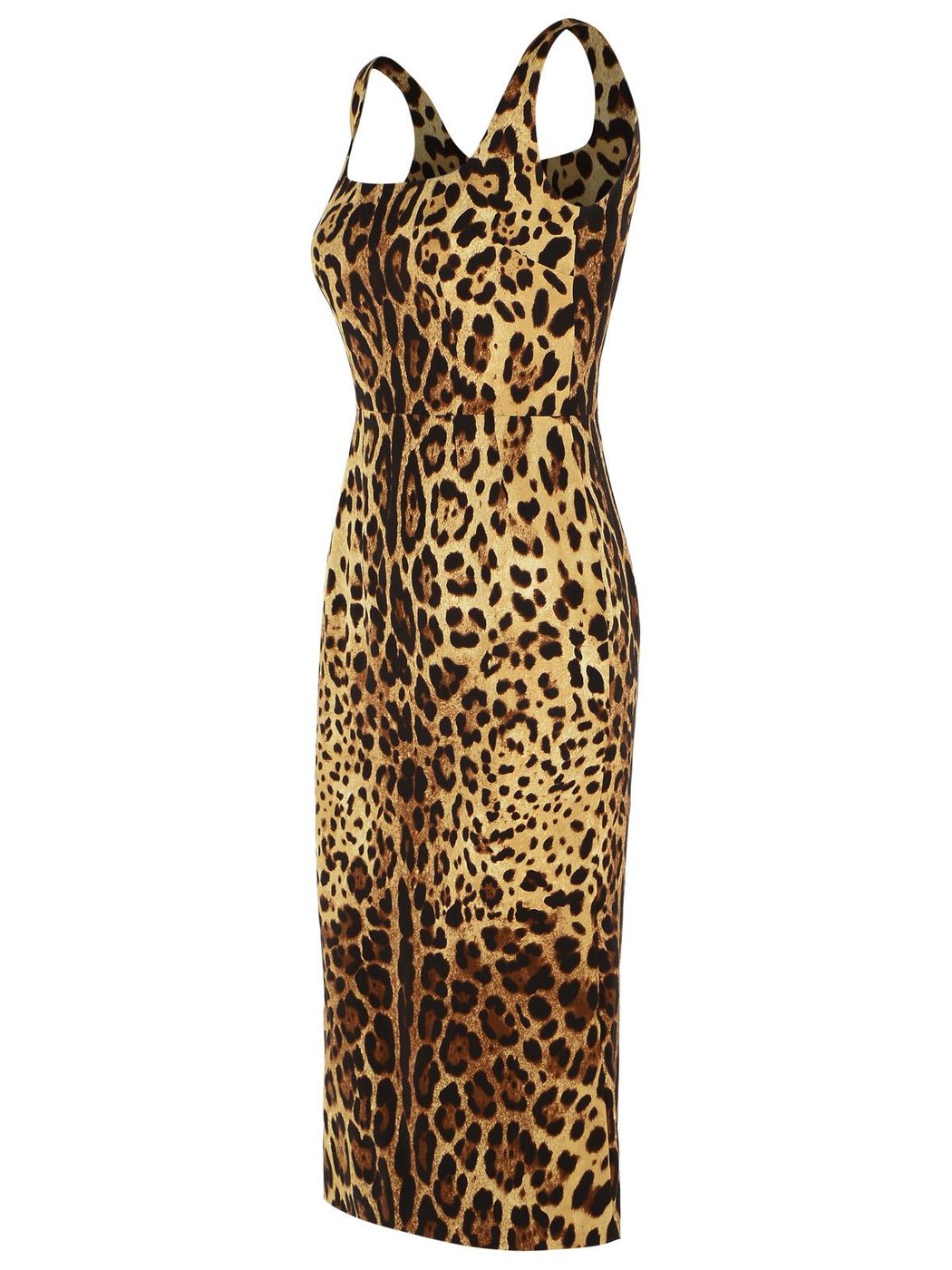 Animal Print Stretch Silk Dress with Spaghetti Straps