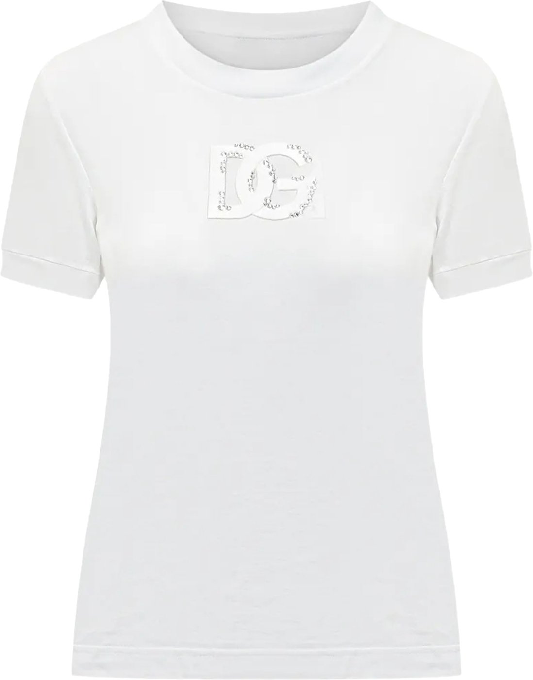 White Fitted Short-Sleeve Cotton T-Shirt