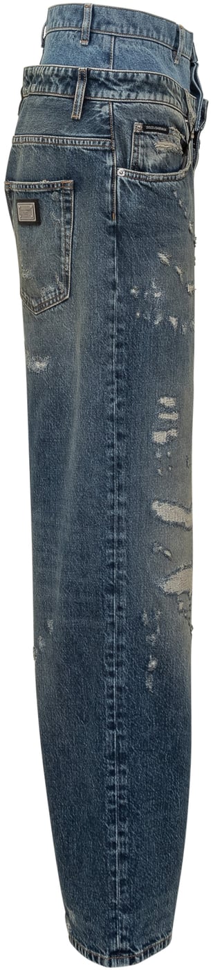 Jeans Dolce & Gabbana a Vita Alta con Effetto Doppiato