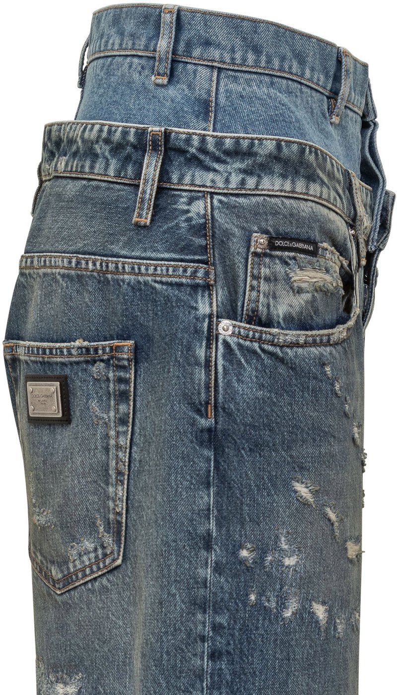 Jeans Dolce & Gabbana a Vita Alta con Effetto Doppiato