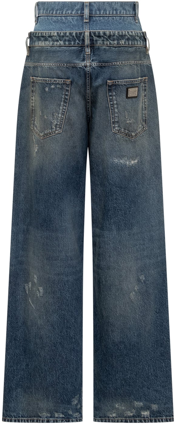 Jeans Dolce & Gabbana a Vita Alta con Effetto Doppiato