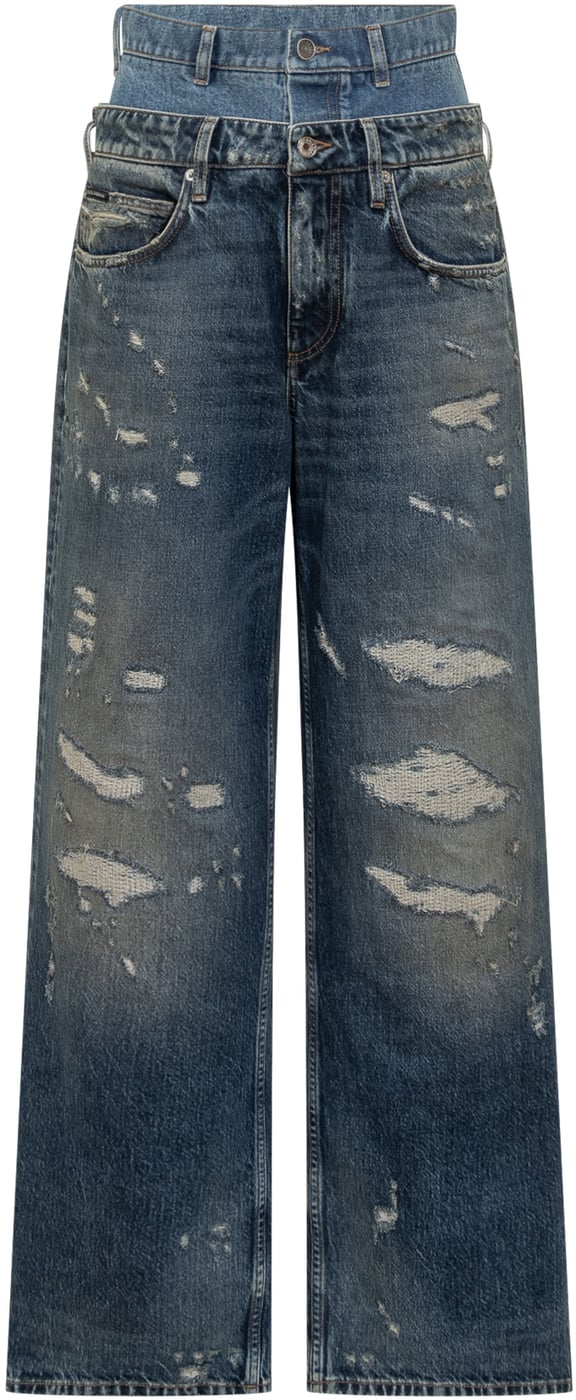 Jeans Dolce & Gabbana a Vita Alta con Effetto Doppiato