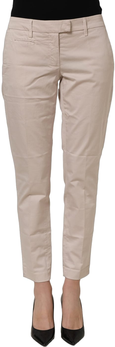 Dondup Beige Low Waist Tapered Women Cropped Trousers Pants