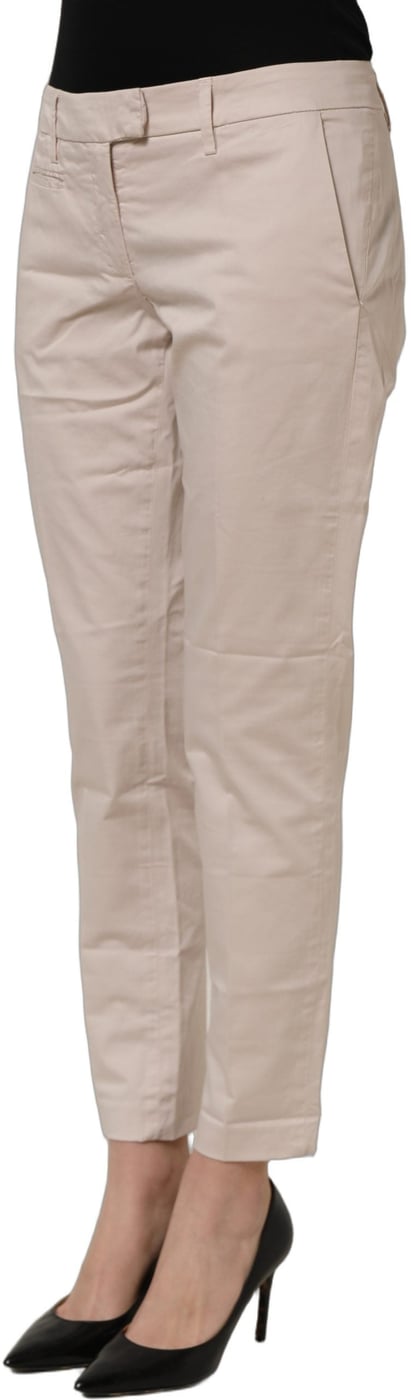 Dondup Beige Low Waist Tapered Women Cropped Trousers Pants