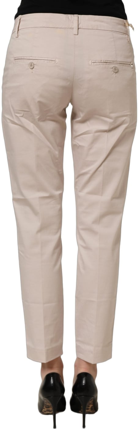 Dondup Beige Low Waist Tapered Women Cropped Trousers Pants