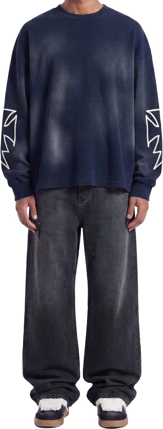 Romiya Waffle Longsleeve | Navy Blue