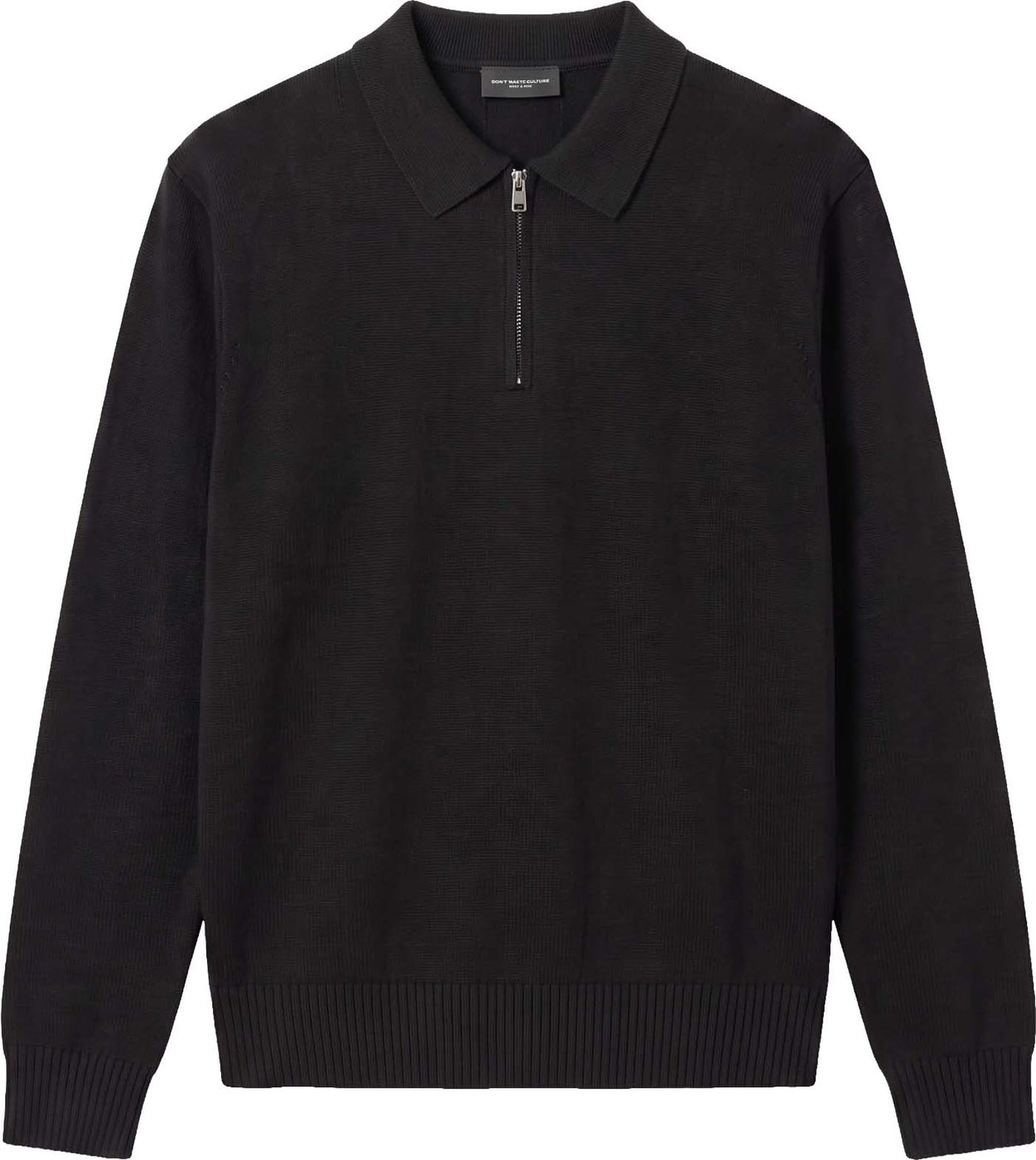 Ole | Fine Zip Polo Knit | Black