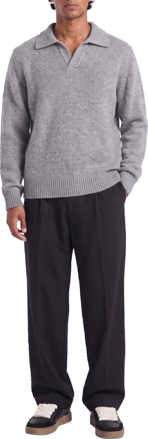 Halvar | Heavyweight Polo Knit | Melange Grey
