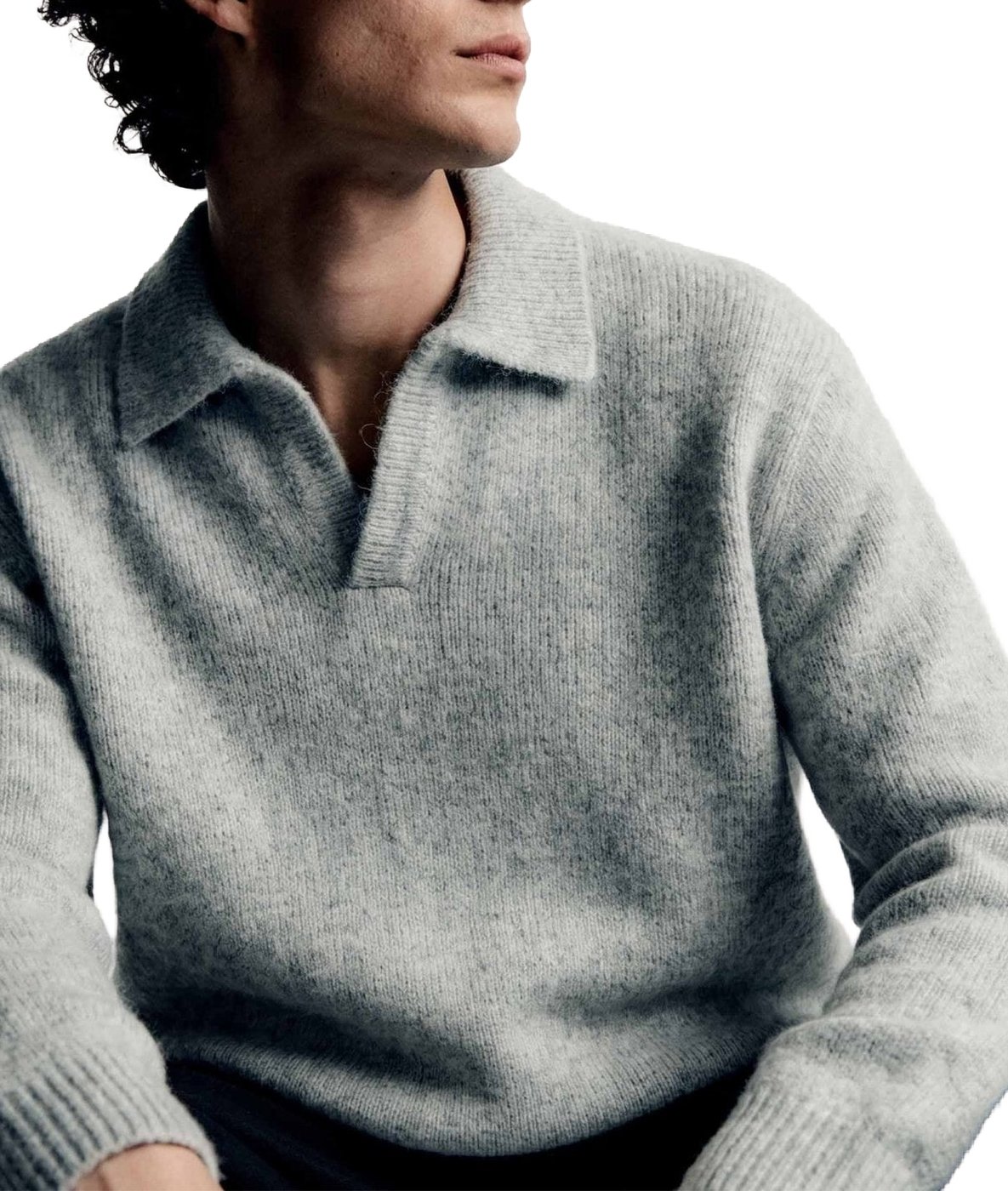 Halvar | Heavyweight Polo Knit | Melange Grey