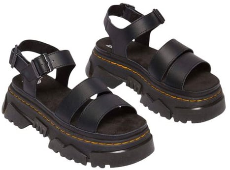 Dr. Martens Black Leather Flat Sandals