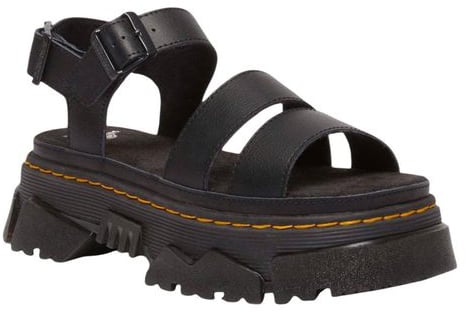 Dr. Martens Black Leather Flat Sandals