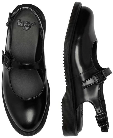 Dr. Martens Black Leather Flat Sandals