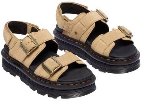 Dr. Martens Beige Leather Platform Sandals