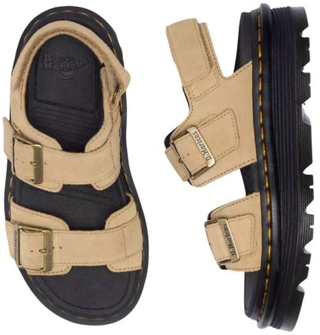 Dr. Martens Beige Leather Platform Sandals