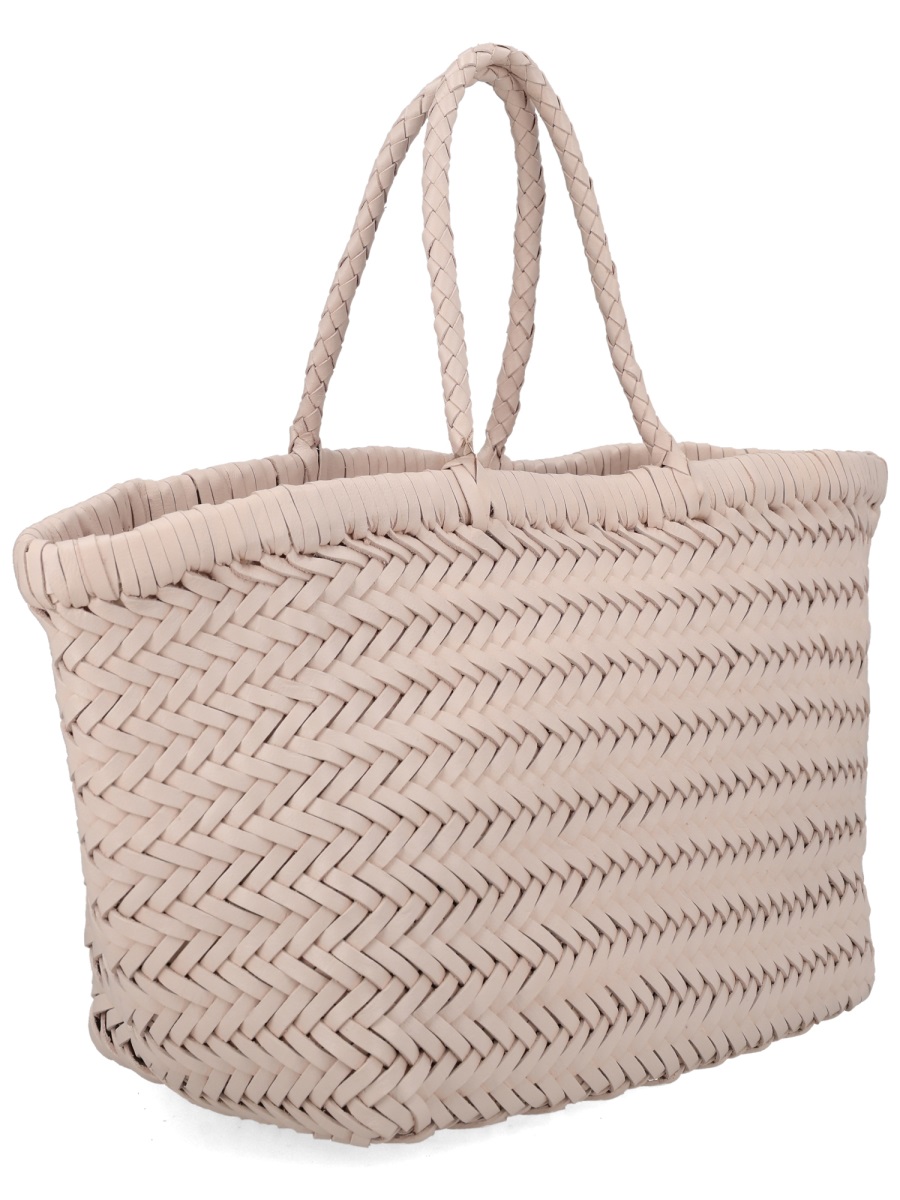 Triple Jump Small Woven Basket-Like Leather Tote Bag