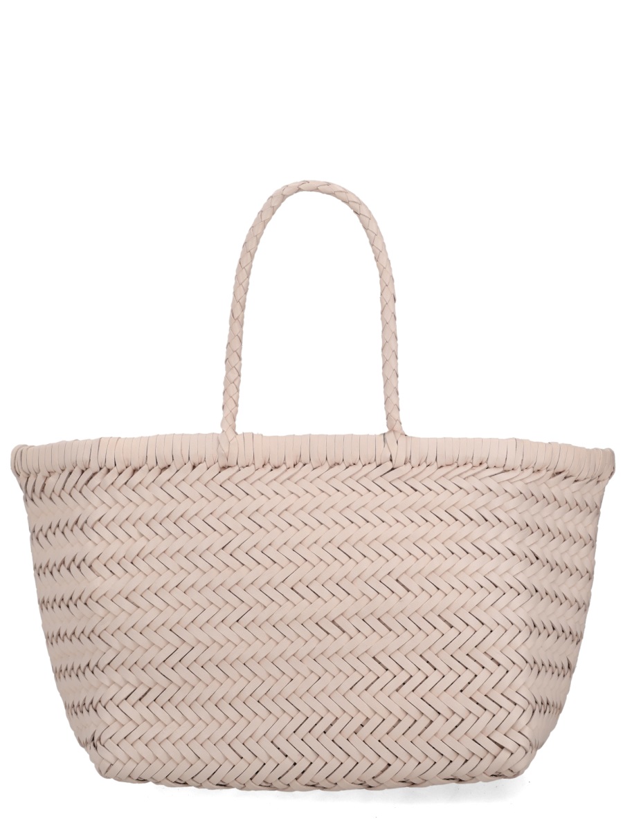 Triple Jump Small Woven Basket-Like Leather Tote Bag