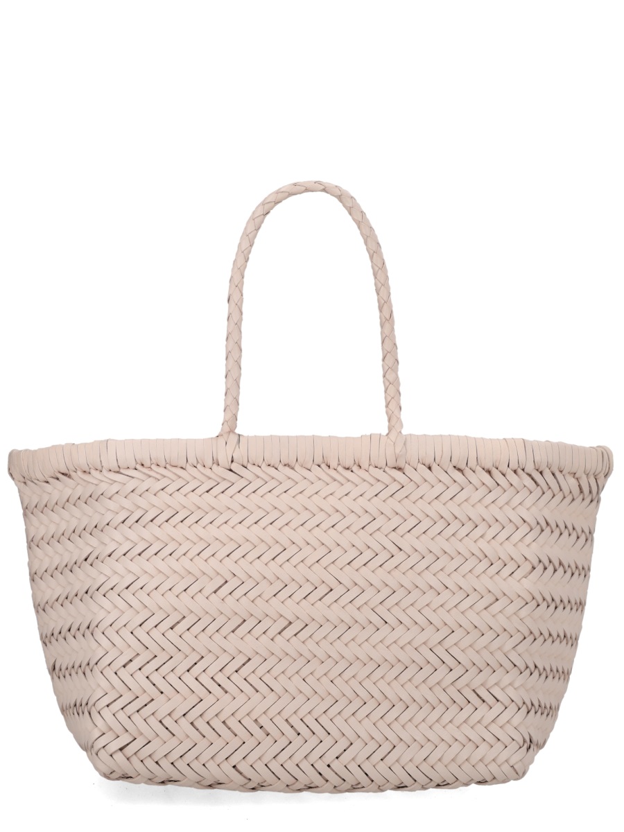 Triple Jump Small Woven Basket-Like Leather Tote Bag