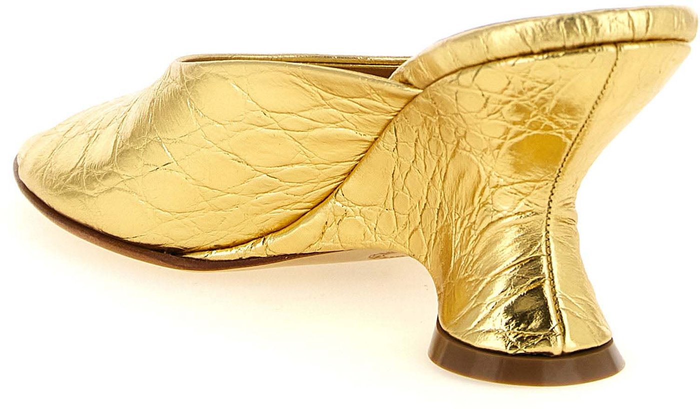 Dries Van Noten Gold Calfskin Wedge Sandals
