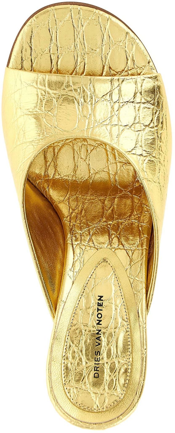 Dries Van Noten Gold Calfskin Wedge Sandals