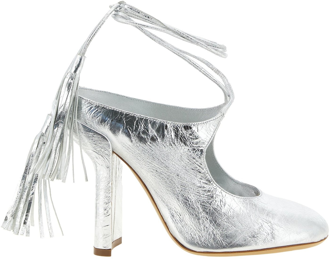 Dries Van Noten Silver Lamb Leather High Heel Pumps
