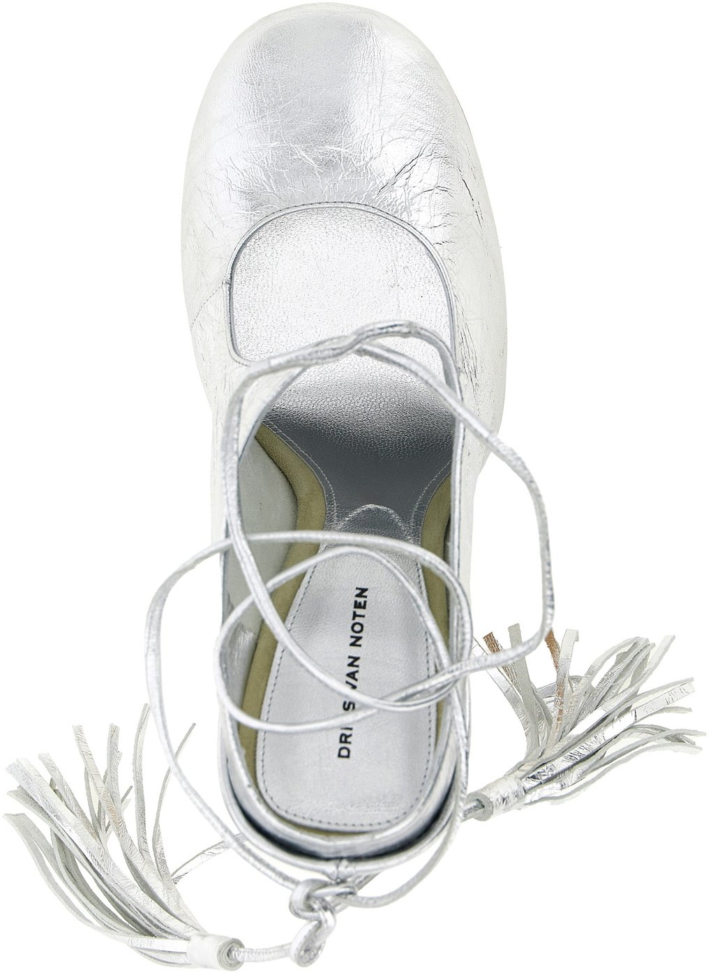 Dries Van Noten Silver Lamb Leather High Heel Pumps