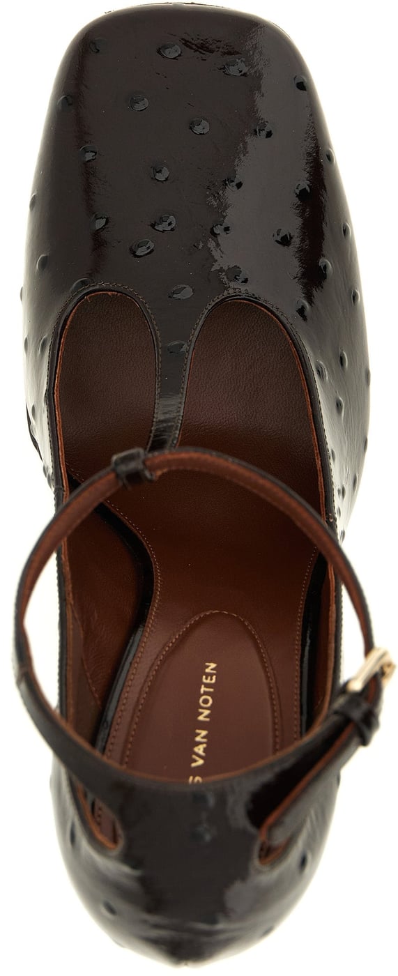 Dries Van Noten Bordeaux Calfskin Wedge Sandals