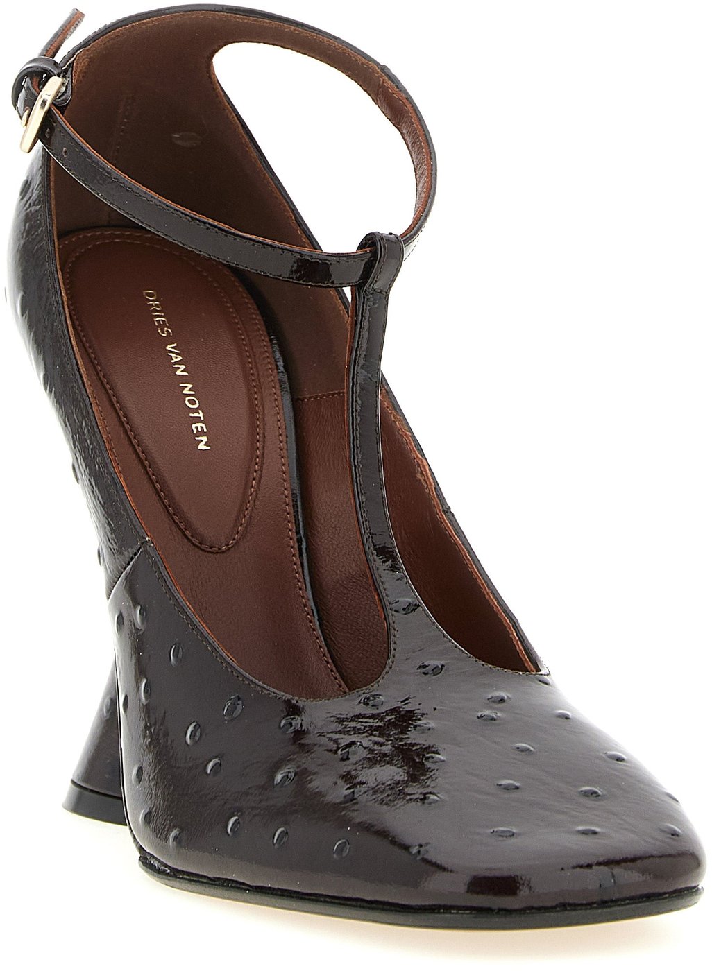 Dries Van Noten Bordeaux Calfskin Wedge Sandals