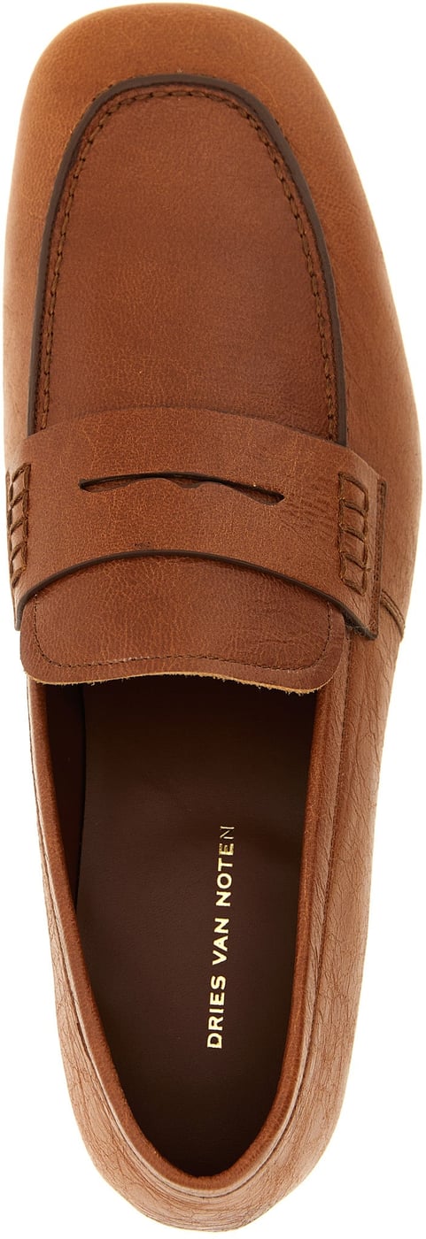 Dries Van Noten Brown Lamb Leather Slip-On Loafers