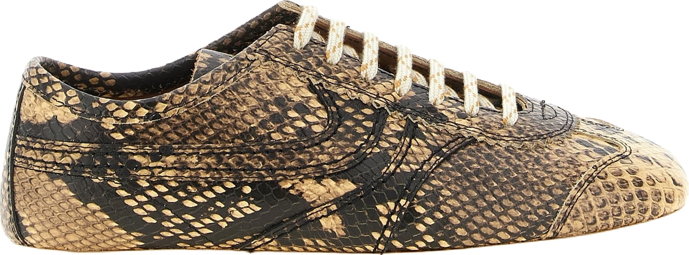 Snake Print Leather Sneakers