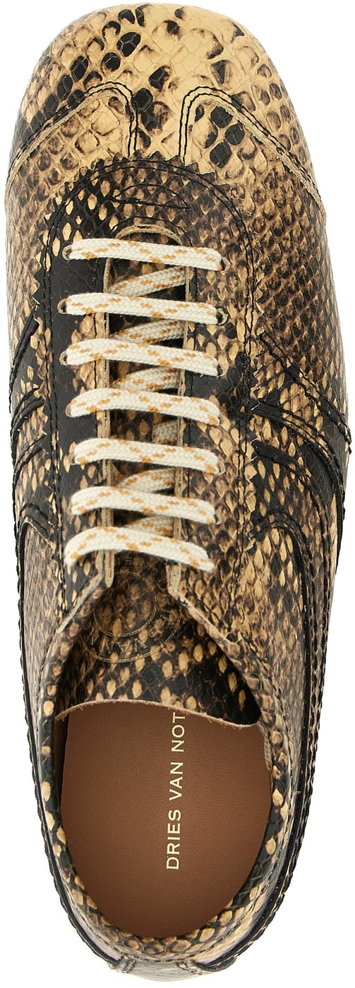 Snake Print Leather Sneakers