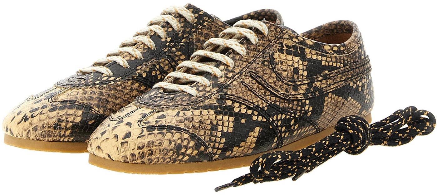 Snake Print Leather Sneakers