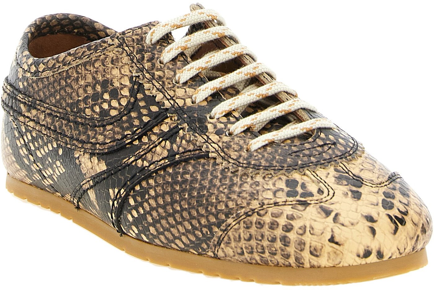 Snake Print Leather Sneakers