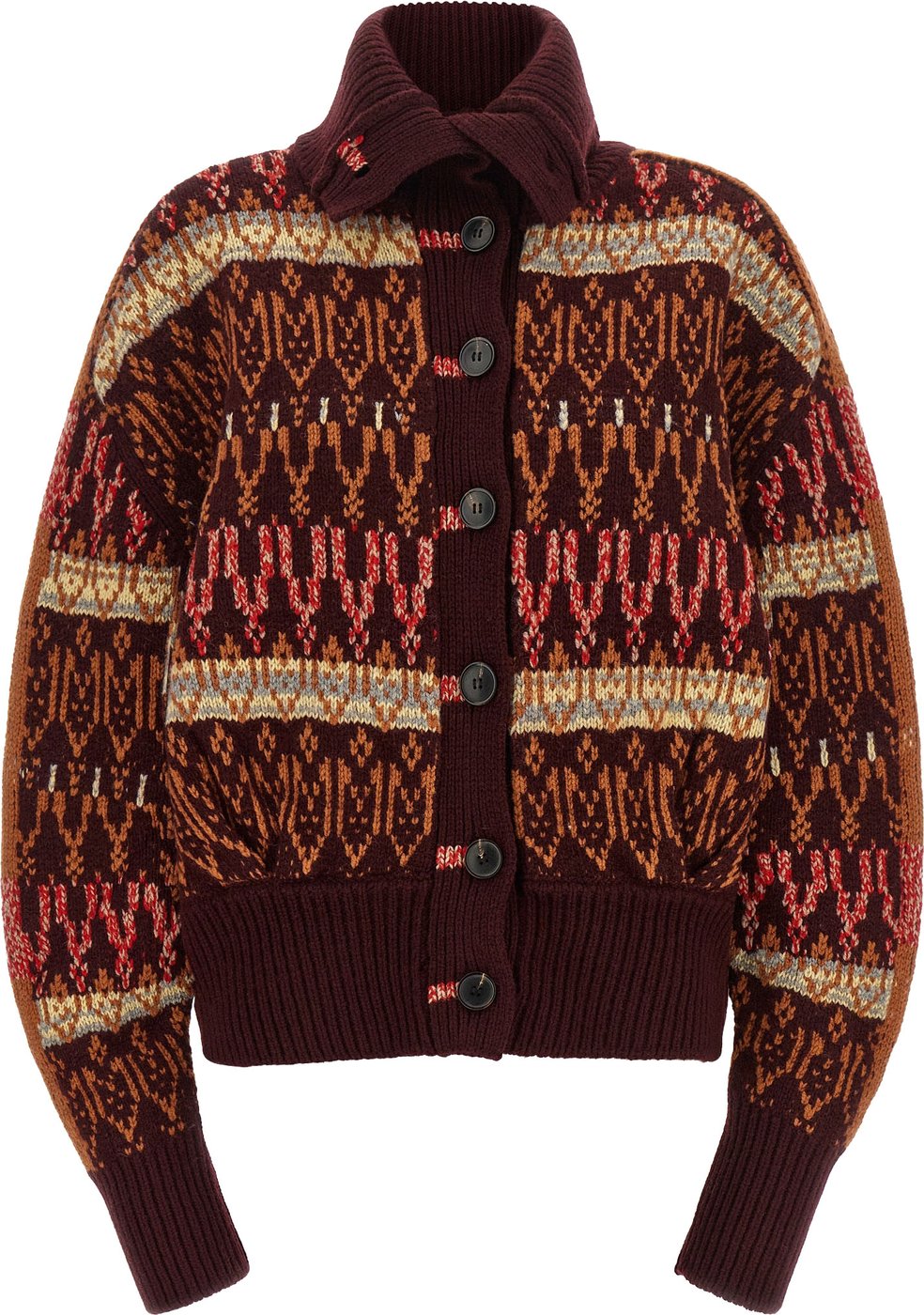 Dries Van Noten Bordeaux Wool Cardigan