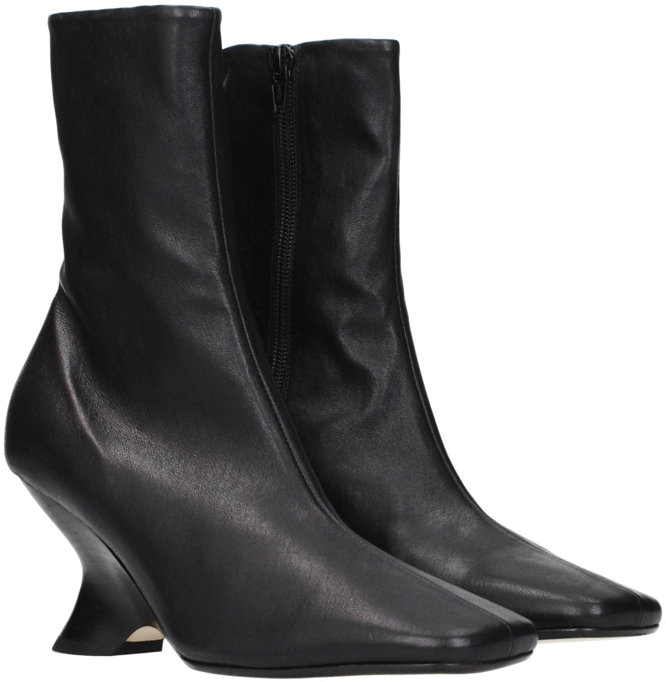 Dries Van Noten Black Leather Ankle Boots