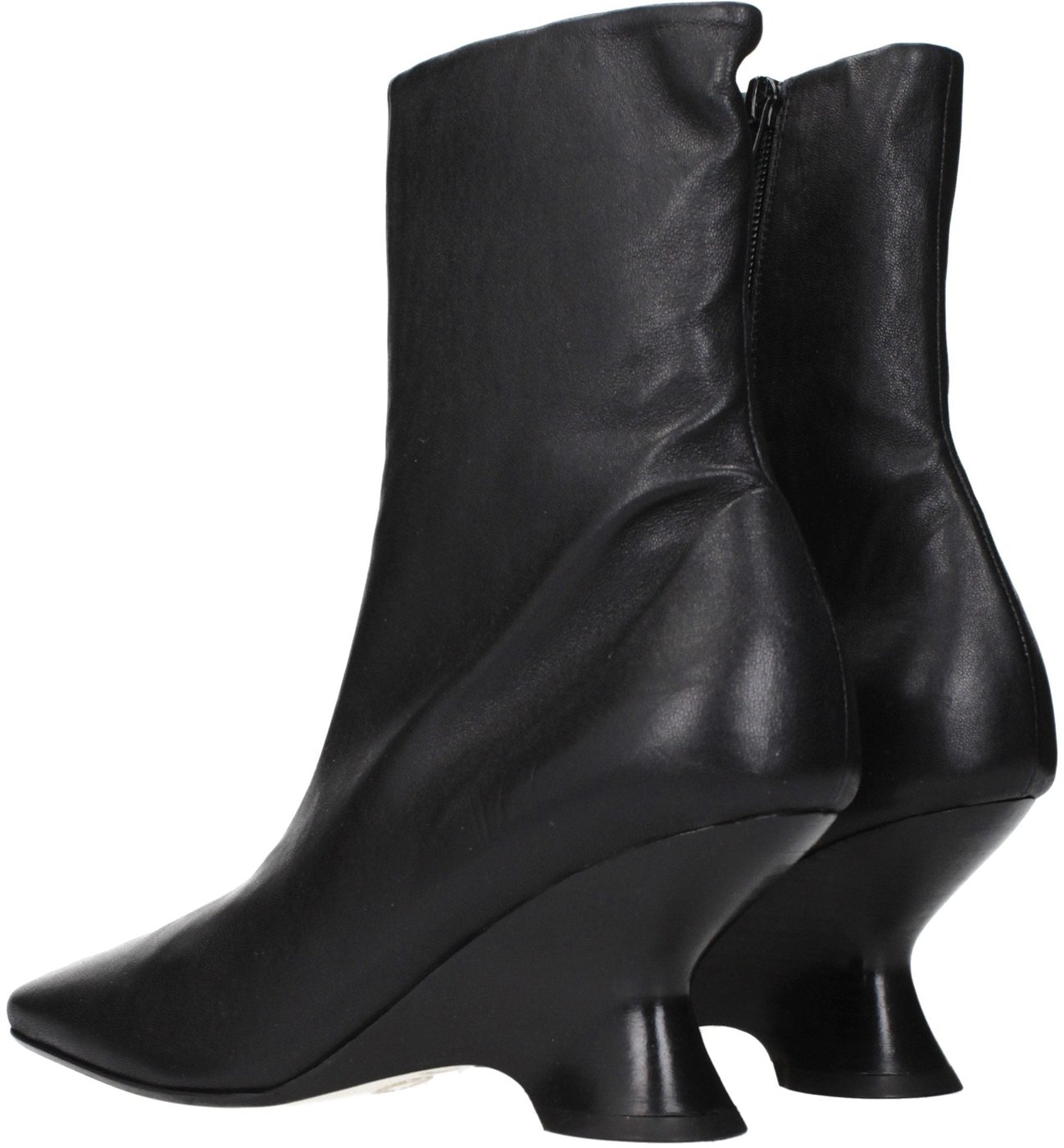 Dries Van Noten Black Leather Ankle Boots