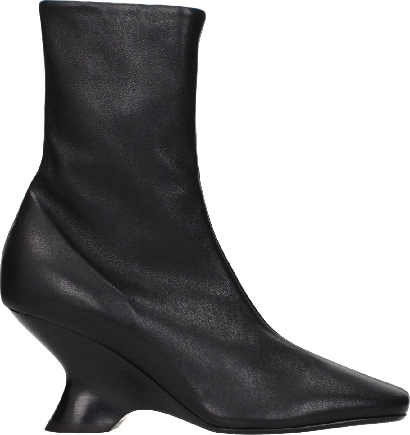 Dries Van Noten Black Leather Ankle Boots