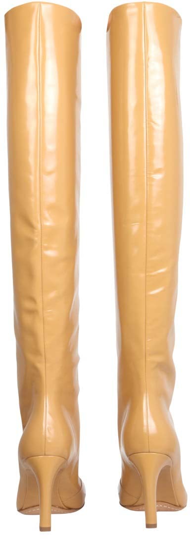 Brown Calf Leather High Boots With 8 Cm Heel
